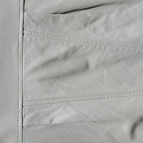 VINTAGE RETRO AVANTI LEATHER MOTO BOMBER JACKET GREY WITH PEARL SIZE SMALL - Picture 9 of 10